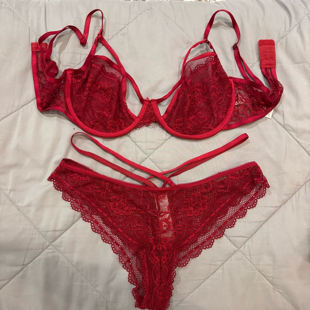 Topshop Red Lace Lingerie Set